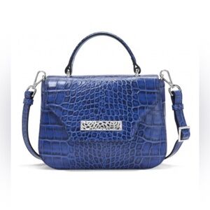 Brighton Linnett  Blue Croc Embossed Small Leather Bag in Blue